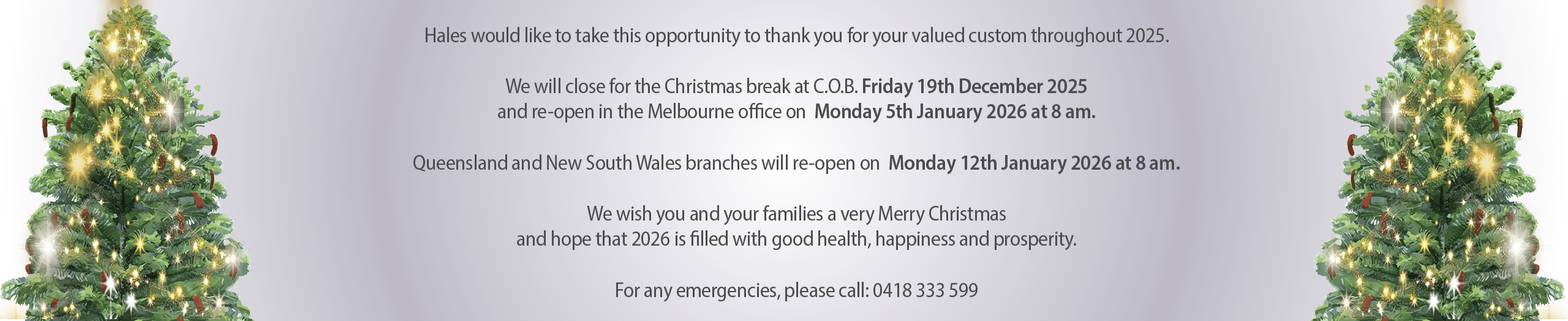 Christmas Closure